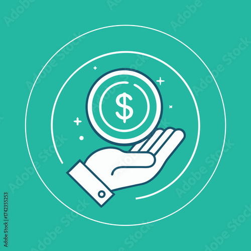 Hand holding a coin with dollar sign inside a circle