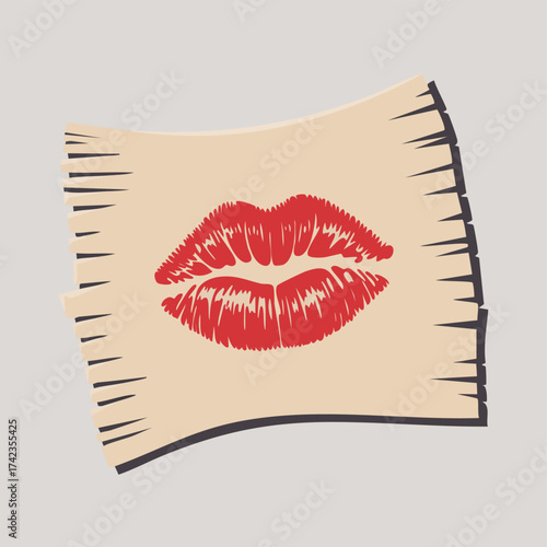 Love's Mark A Kiss Impression on Rustic Paper