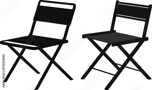 Two folding chairs black silhouette