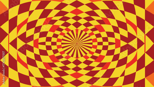 Red and yellow geometric optical illusion design