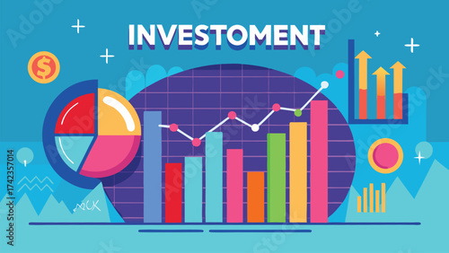 Vector illustration of a business growth graph featuring a financial arrow moving up on a market data bar chart symbol for economic success and statistic report design