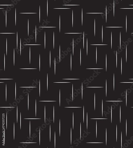 Dark woven abstract seamless pattern of white dashed lines
