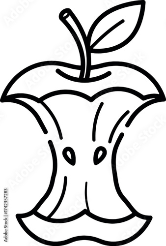 Apple Core Outline Icon.