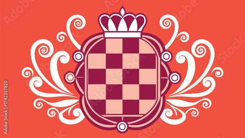 Ornate chessboard design with crown motif