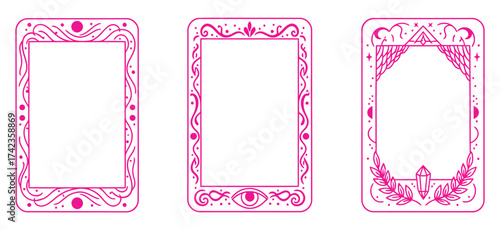 Foto Three pink ornate frames with different designs for tarot cards or invitations o