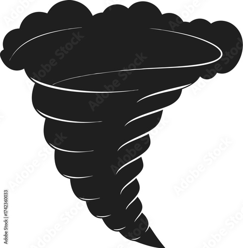 A swirling, stylized illustration of a powerful tornado against a blank canvas