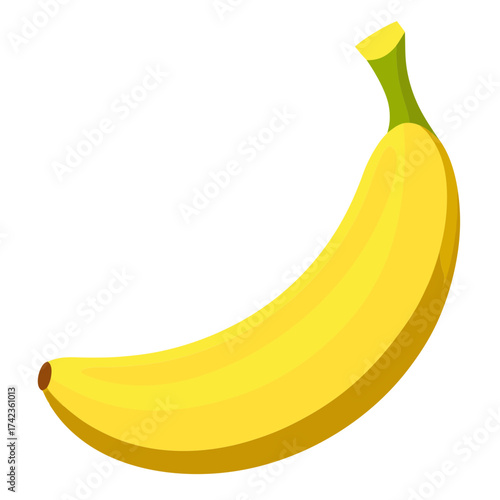 Illustration of a ripe yellow banana, a delicious and healthy tropical fruit, a popular ingredient for smoothies