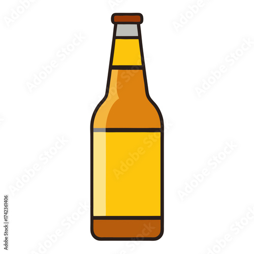 Illustration of a yellow beer bottle with a blank label, perfect for showcasing your brand or product