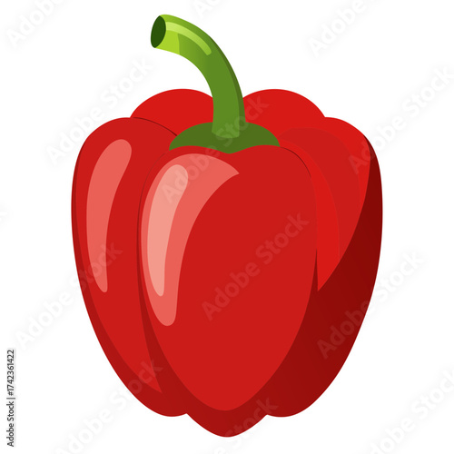 Illustration of a red bell pepper, a vibrant and healthy vegetable, perfect for culinary and nutritional themes