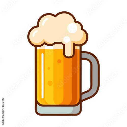 Illustration of a frothy beer mug, perfect for showcasing your brand or product in a fun and inviting style
