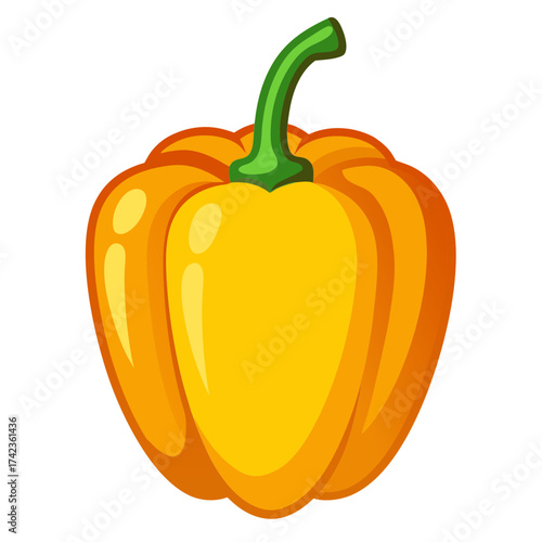 Illustration of a yellow bell pepper, a vibrant and healthy vegetable, perfect for culinary and nutritional themes