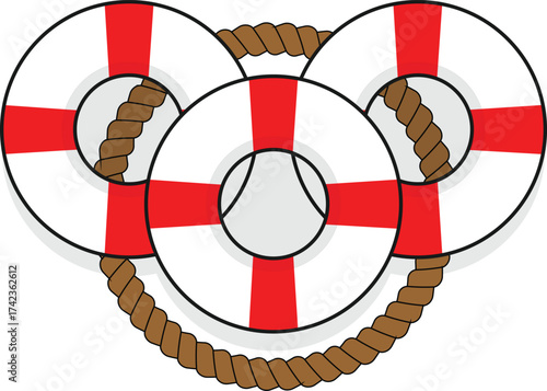 Illustration of three white buoys 
