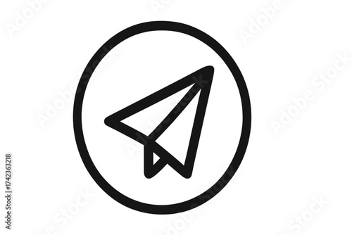 Paper plane icon. Send message symbol. Communication button sign for web and app. Email or chat submission arrow. Simple outline vector illustration. Direct message concept.