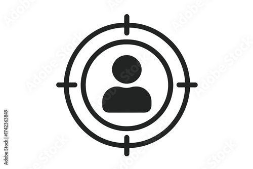 Target market icon. Focus audience sign. Customer segmentation. Niche marketing concept. User persona aim. Client targeting. Human resources. Personnel recruitment symbol vector.