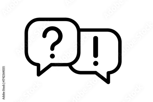 Question and answer icon in speech bubbles. FAQ, support, and communication concept. Problem solving and solution metaphor. Dialogue, query, and reply vector illustration.