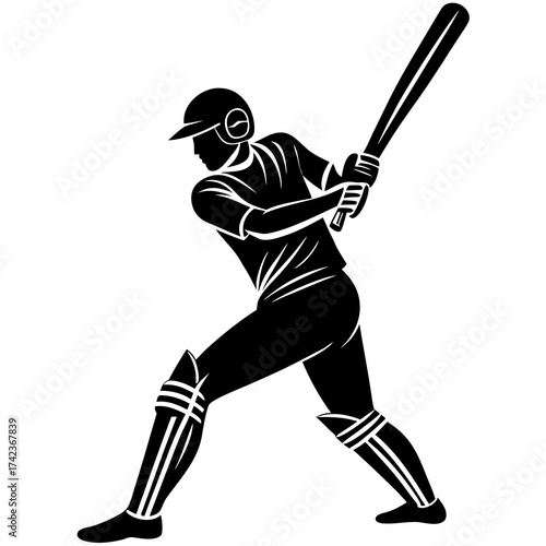 vector of A Cricket Player shot on white background