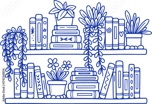 Bookshelf Oasis: Plants and Literary Charm
