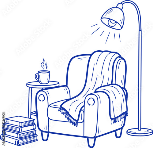 Cozy Reading Nook Illustration - Relaxing Scene