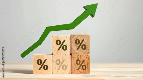 Visual representation of climbing interest rates, demonstrating financial concepts and success