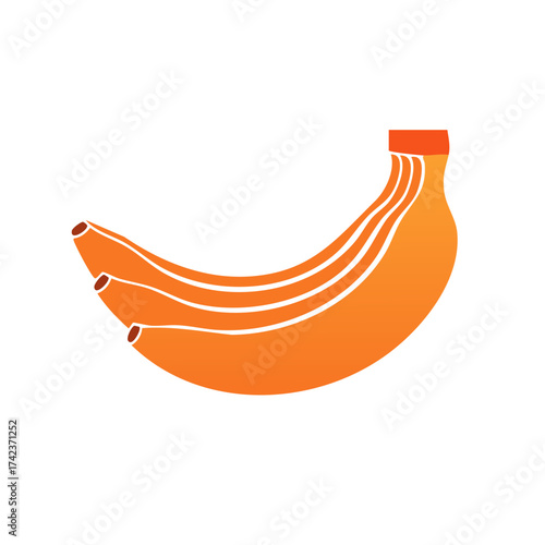 Abstract illustration of an orange banana bunch with gradient colors and minimalist lines graphic