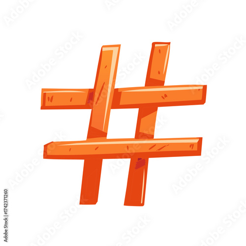 Illustration of a Hashtag Symbol in an Orange Color