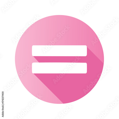 Pink equals sign icon representing gender equality and balance in a flat design style