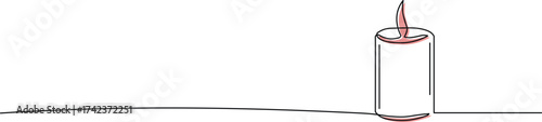 Elegant minimalist line art of a glowing candle radiating peace and warmth in soft light, perfect for creating a serene atmosphere and adding a touch of cozy sophistication

