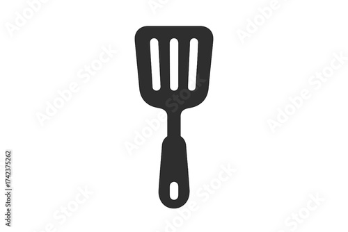 Black Spatula Vector Icon, Kitchen Cooking Utensil Symbol, Flat Design Illustration with Transparent Background, Essential BBQ and Food Preparation Tool
