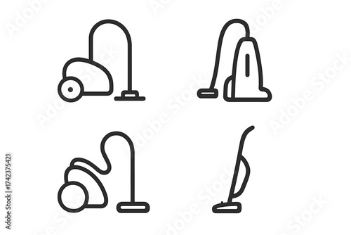 Vacuum cleaner icon set, floor cleaner and hoover symbols, vector illustration with transparent background, modern vacuum design collection, household cleaning tools