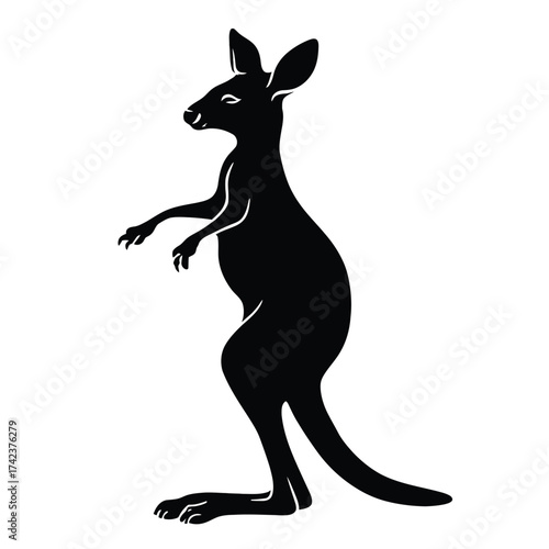 Adorable black silhouette kangaroo illustration vector art scalable eps icon for wildlife and australian themes silhouette White background