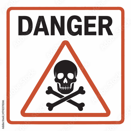 Danger skull and crossbones warning sign graphic