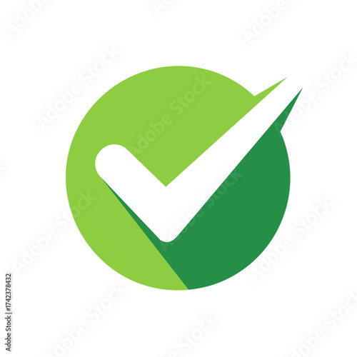 Green checkmark symbol inside a circle for approval and success
