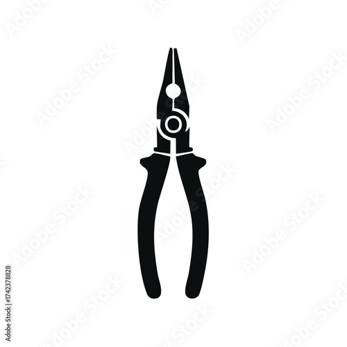 Simple Black and White Pliers Icon Symbol Illustration for Repair, Construction or Maintenance