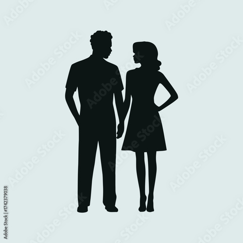 Silhouette vector graphics of a couple holding hands timeless illustration for declarative design projects silhouette White background