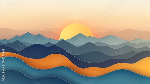 vector illustration of a sunset