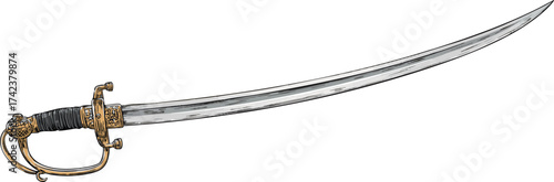 comic style illustration of curved sabre sword