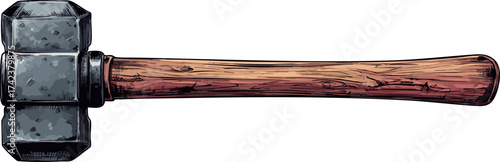 comic style illustration of medieval war hammer