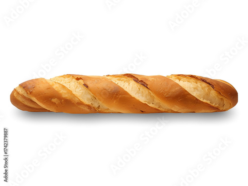 Long French Baguette with a Crispy Texture and Golden Color on a White Background – Classic Artisan Bread for European Dishes