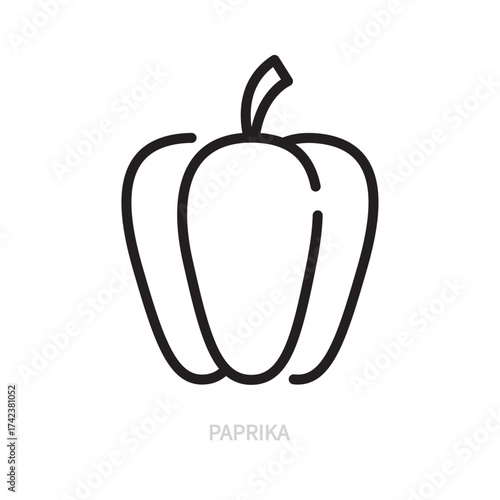 Bulgarian pepper / bell pepper/ paprika line icon. Vegetable symbol. Food concept. Isolated on a white background. Flat design. Editable stroke. Vector illustration.