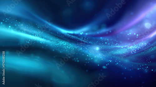 Fluid gradient light wave in deep blue and icy cyan with frost glow and festive sparkle
