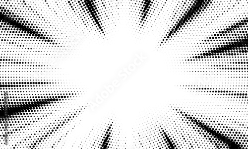 Comics background. Abstract lines backdrop. Shading sun rays. Design frames for title book. Texture explosive polka. Beam action. Pattern motion flash. Rectangle fast boom zoom. Vector illustration