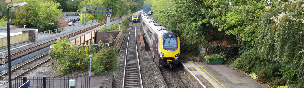 Naklejka premium passenger commuter suburban railway train west midlands england uk