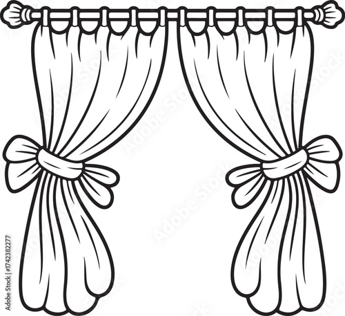Draped Curtains with Bows Stage Theatre Home Decoration
