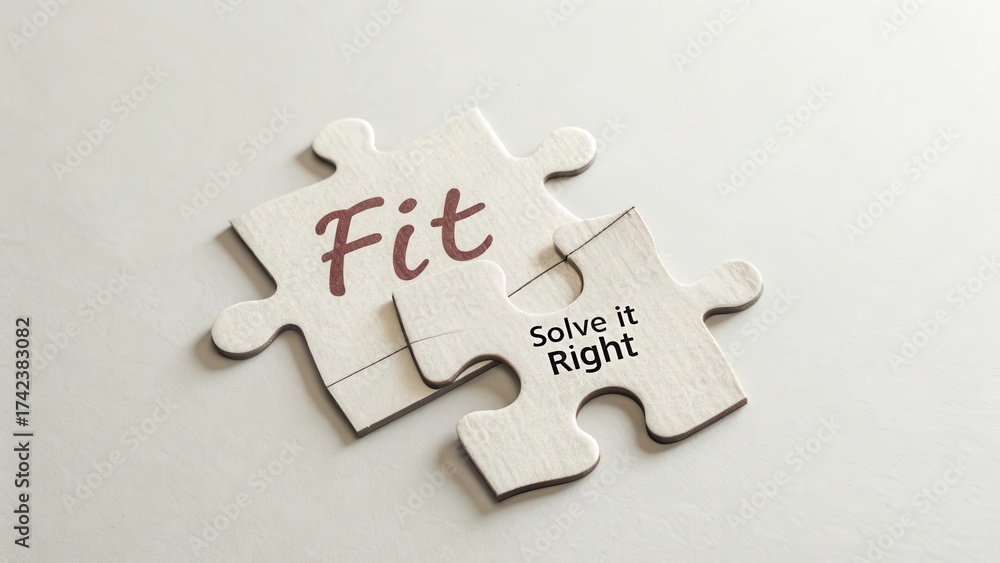 Obraz premium Puzzle pieces with the word Fit attempting to connect