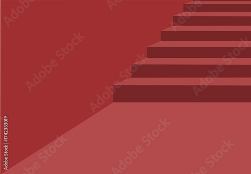 red room with stairs for product design background