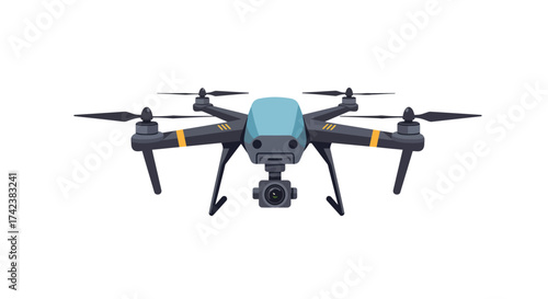 Modern Drone with Camera and Four Rotors.