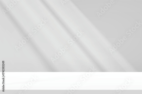Limbo bg with shadow from window on wall and sunlight across empty studio background for minimalist product presentation. Clean interior space with natural light patterns and soft gradient effects.