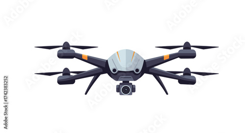 Modern Drone with Camera for Aerial Photography and Videography.