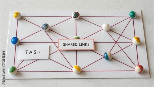 Conceptual network diagram with task and shared links connections