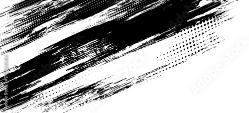 Halftone Grunge Vector Seamless Black and White Texture. Vintage, Dirty, Watercolor, Rough Background, Cracked Ground Texture. Monochrome Print Design Background, Oily. Hand-Painted Dirty Seamless